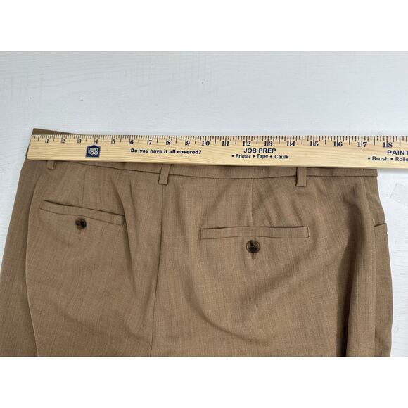 Banana Republic Italian Wool Trousers Tan Straight Leg High Waist Business 12 - Picture 10 of 10